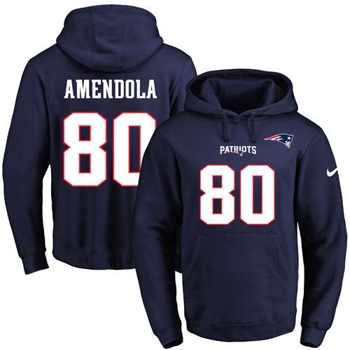 Nike Patriots #80 Danny Amendola Navy Blue Name & Number Pullover NFL Hoodie - Click Image to Close